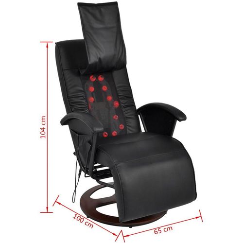 Shiatsu masažna fotelja od umjetne kože crna slika 3