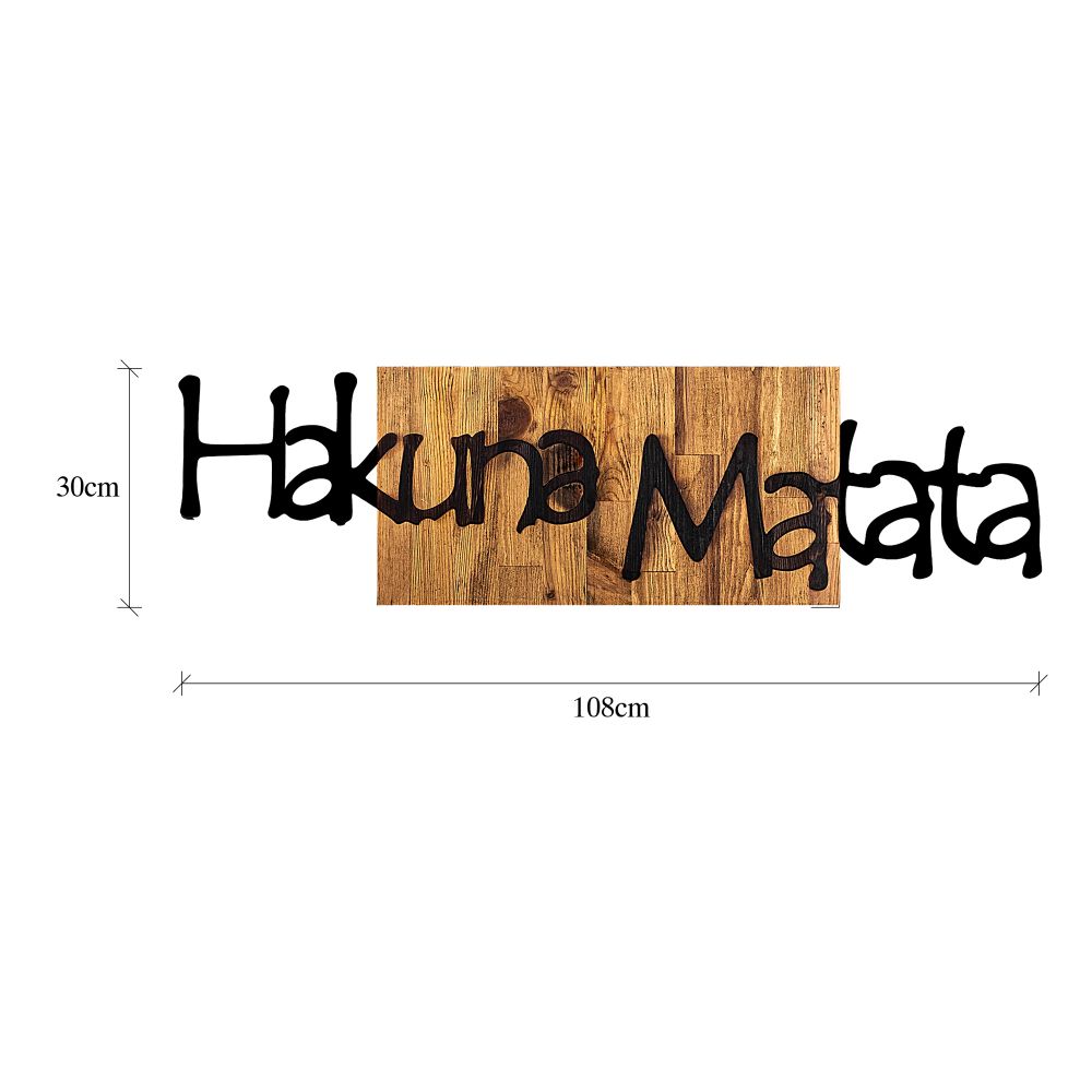 Hakuna Matata 4 Black Light Walnut Dekorativni Drveni Zidni Ukras slika 7
