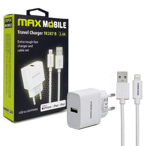 MaxMobile kućni punjač set 2U1 IPHONE LIGHTNING-USB 2.4A MFI Apple TR287B slika 1