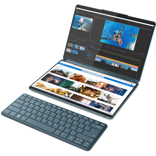 Lenovo 82YQ0034RM Yoga Book 9 13IRU8 (Tidal Teal, Aluminium) 10-Core i7-1355U (2P+8E) 3.7-5.0GHz/12MB 16GB DDR5 1TB-NVMe 2x 13.3" 2.8K (2880x1800) OLED 400n DolbyVision Glass DigitalPen3 Touch 5MP+IR Iris-Xe WiFi A/X BT5.1 3xTB4 80Wh 1.34kg Win11Home slika 5