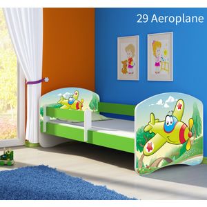 Dječji krevet ACMA s motivom, bočna zelena 140x70 cm - 29 Aeroplane