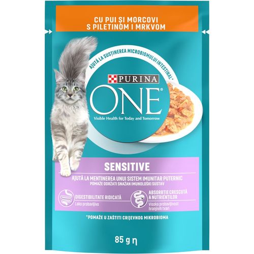 PURINA ONE® SENSITIVE mini fileti u umaku s piletinom i mrkvom 85g slika 2