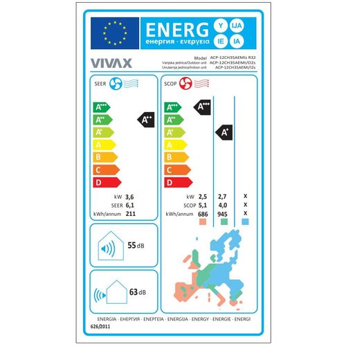 Vivax ACP-12CH35AEMIs R32 klima uređaj INVERTER, 12000 BTU, do -15C, M design, WiFi Ready slika 6