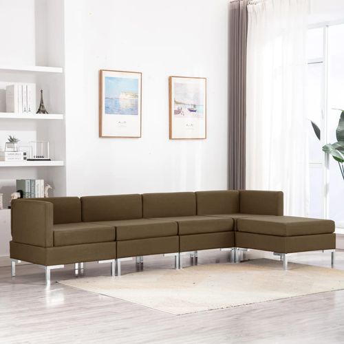 5-dijelni set sofa od tkanine smeđi slika 25