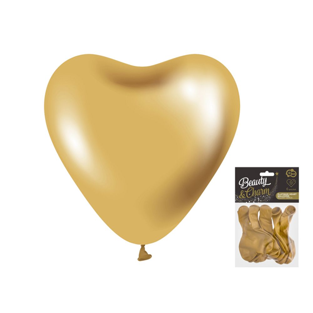 CB-S6LZ Balon Srce Platinasto Zlato 30cm, 7kom slika 1