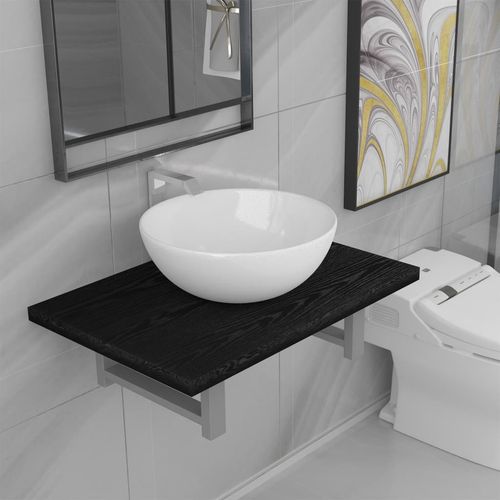 Dvodijelni set kupaonskog namještaja keramički crni slika 9