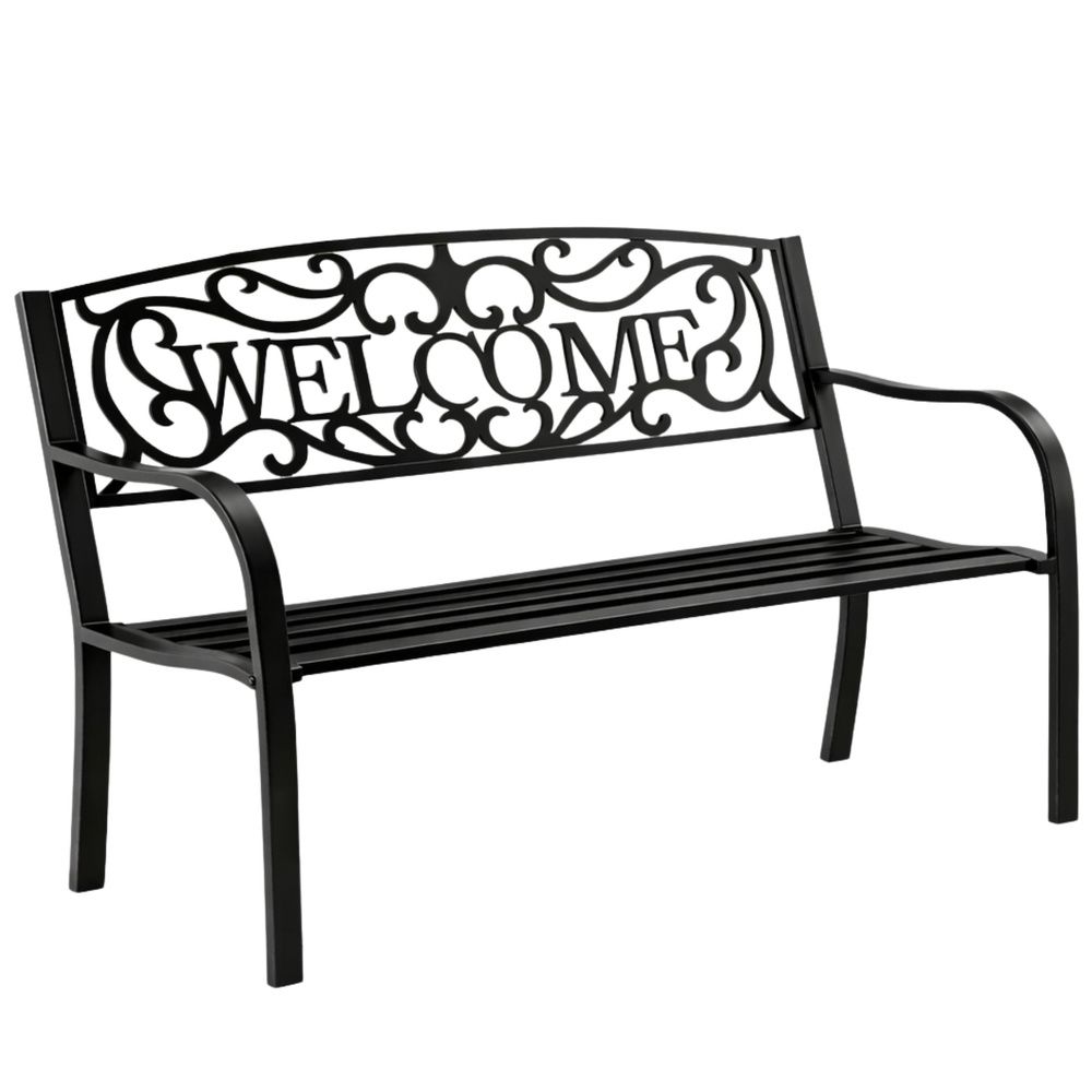 DOBRODOŠLI Vrtna klupa za terasu Metalna 3 sjedala Crna 127 cm slika 1