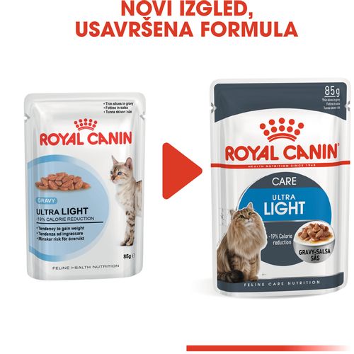 ROYAL CANIN FCN Ultra Light Weight Gravy, potpuna hrana za odrasle mačke, osigurava kontrolu tjelesne težine (komadići u umaku), 12x85 g slika 2