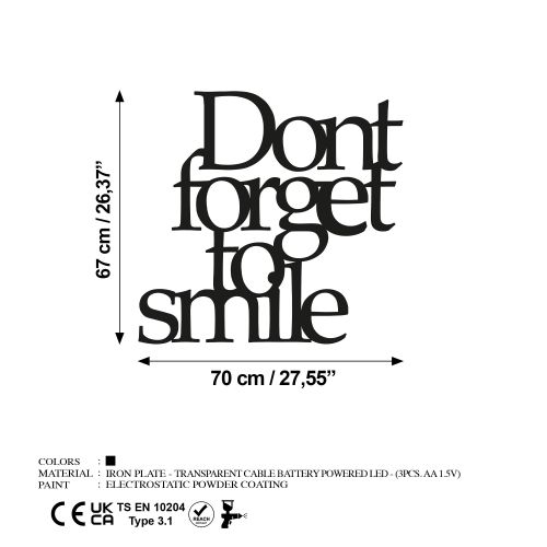 Wallity Metalna zidna dekoracija Dont Forget To Smile 183 slika 7