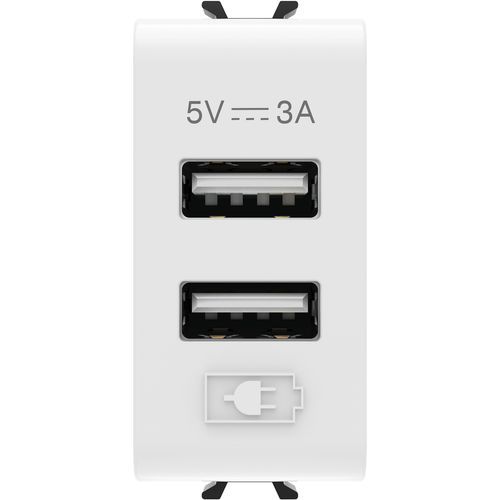 GEWISS Chorus, dual USB punjac, tip A+A, 5V 3A, 1M, beli slika 1