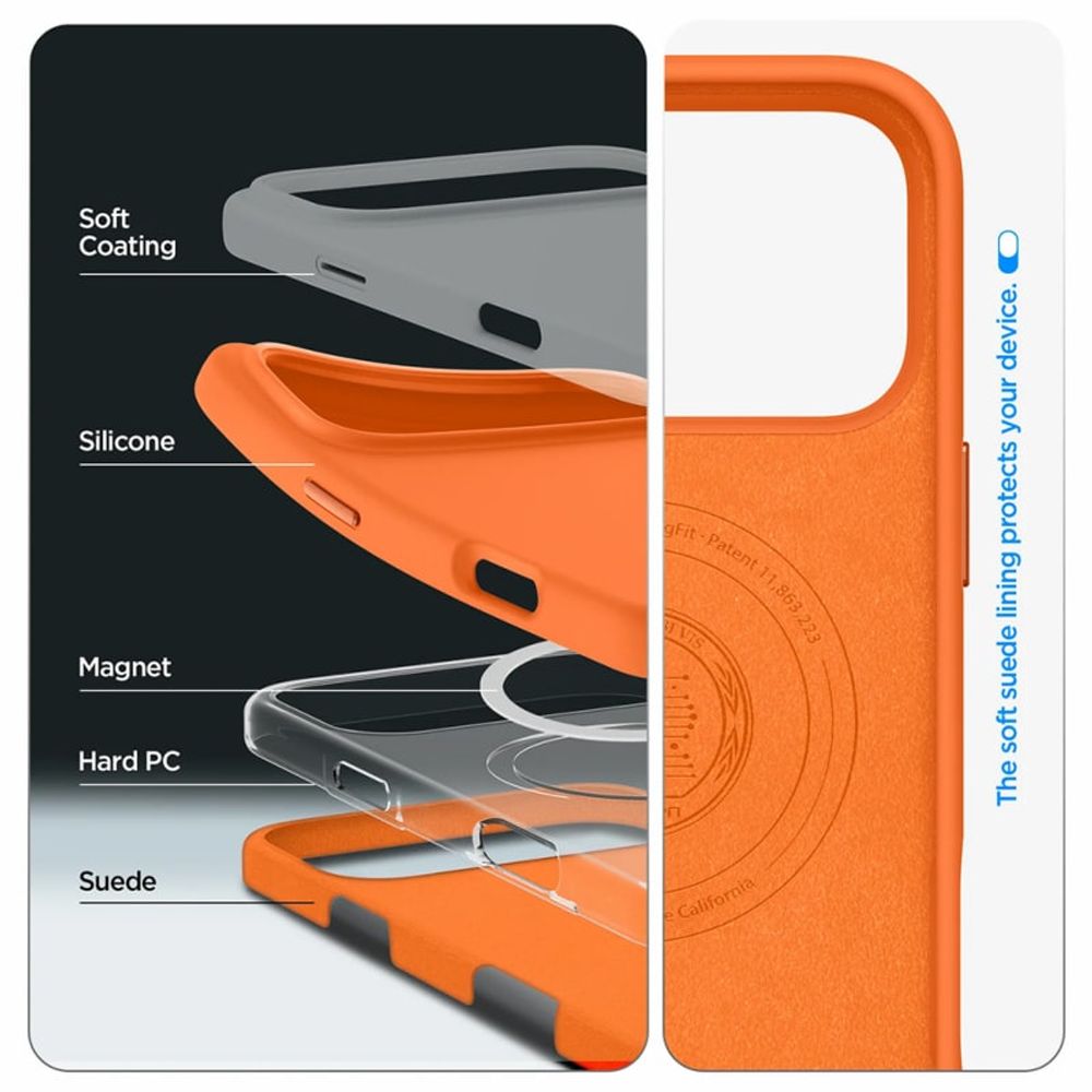 Spigen silikonska futrola s MagSafeom za Apple iPhone 17 Pro Cosmic Orange ACS11379 slika 4