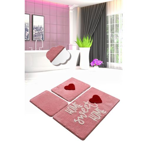 Home Sweet Home - Pink Pink Acrylic Bathmat Set (3 Pieces) slika 1