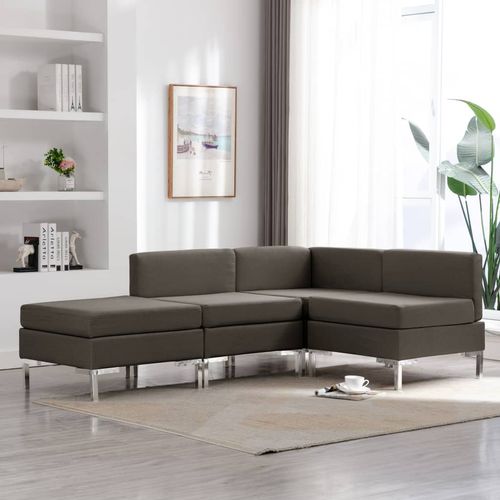 4-dijelni set sofa od tkanine smeđe-sivi slika 27