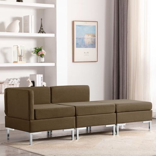 3-dijelni set sofa od tkanine smeđi slika 1
