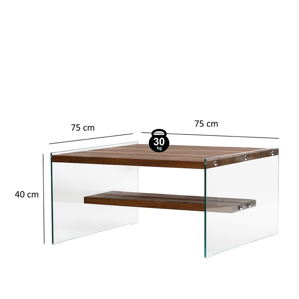 Stakleni Stolić za Kafu 'Aqua' s Prirodnim Drvenim Okvirom slika 8
