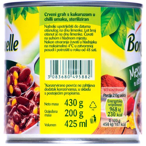 Bonduelle Mexicana, Crveni grah s kukuruzom u chilli umaku 430g, ocjeđena masa 200g slika 2