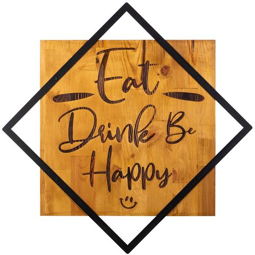 Wallity Drvena zidna dekoracija, Eat, Drink Be, Happy slika 2