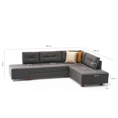 Atelier Del Sofa Manama Corner Sofa Bed Right - Anthracite Anthracite Corner Sofa-Bed slika 9