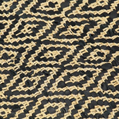 Ručno tkani tepih Chindi od kože i pamuka 120 x 170 cm crni slika 20