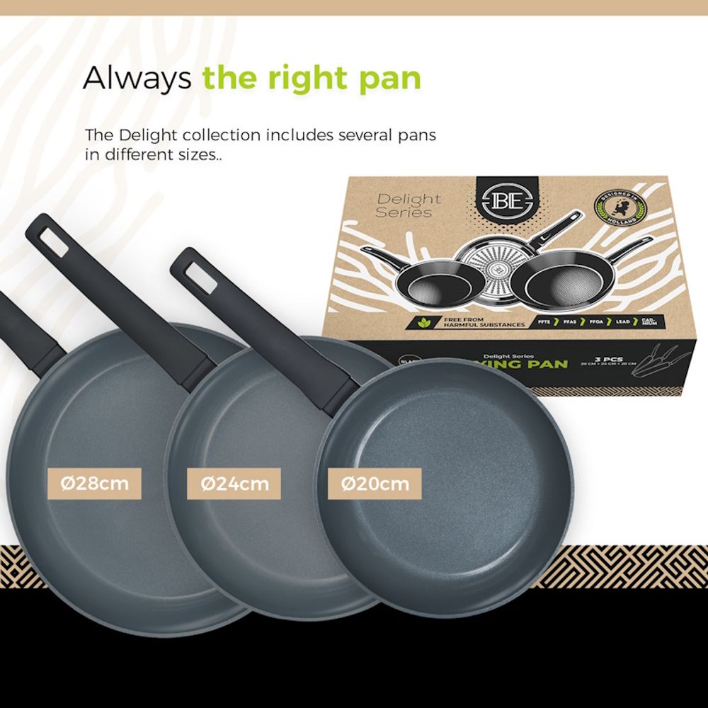 BE Living Set 3 tave Delight Black 20-24-28 cm slika 8