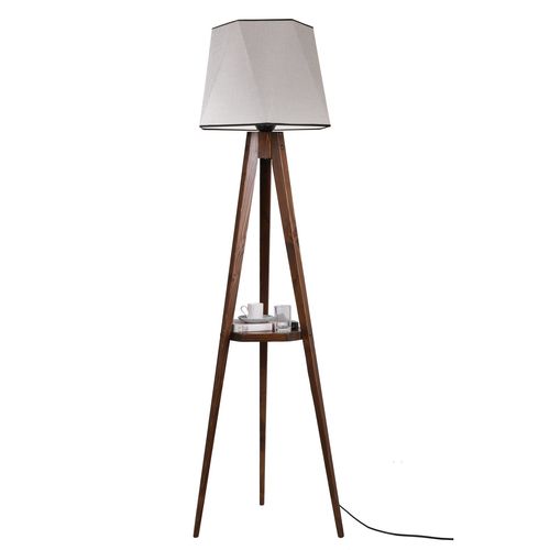 Sehbalı tripod lambader ceviz altıgen açık hasır gri abajurlu Grey
Brown Floor Lamp slika 2