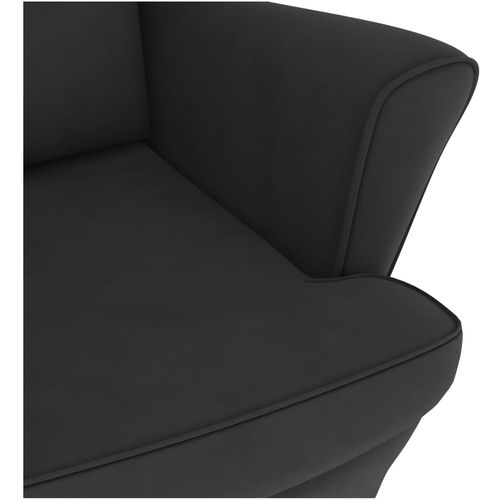 Fotelja za ljuljanje s drvenim nogama crna baršunasta slika 20