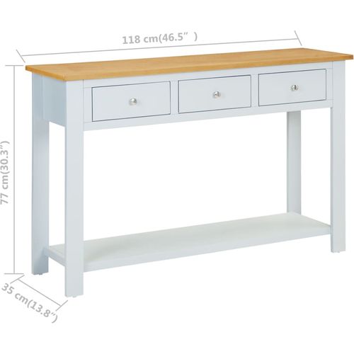 Konzolni stol od masivne hrastovine 118 x 35 x 77 cm slika 60