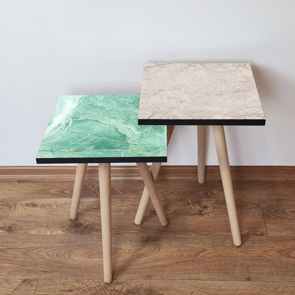 Nesting stolovi 2Shp443 - (2 komada) - boje: zelena, bijela, bež slika 1