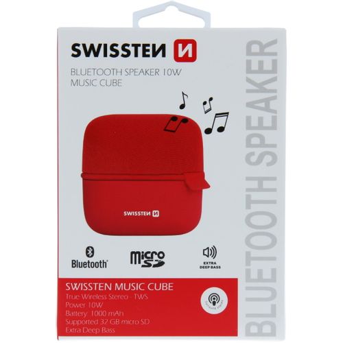 SWISSTEN zvučnik Bluetooth, 10W, Extra Deep Bass, crveni MUSIC CUBE EOL slika 1