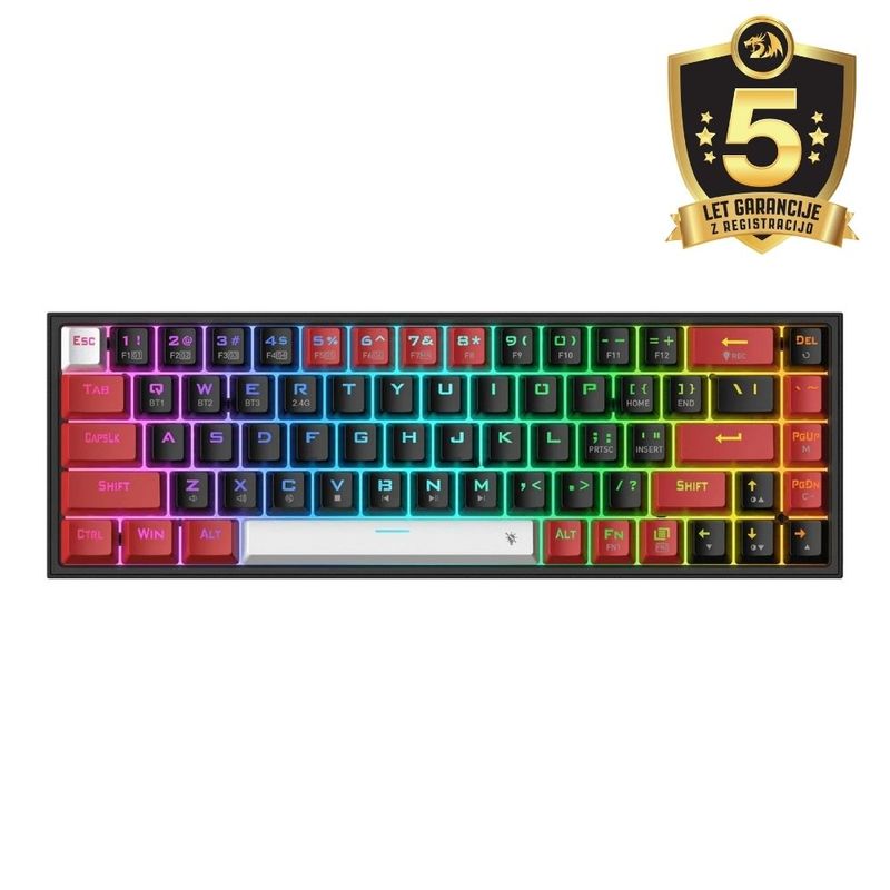 Redragon Tipkovnica – Redragon Castor K631RGB Pro Žičana/Bežična/BT Mehanička Crveni Prekidač image