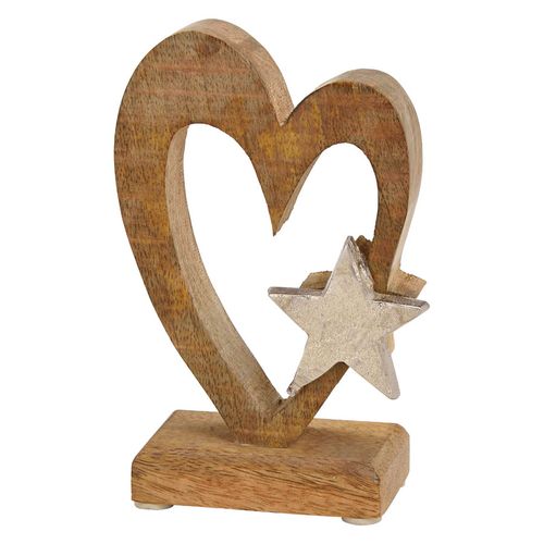 Viter Srce sa zvezdicom mango wood/metal 10x6x15cm slika 1