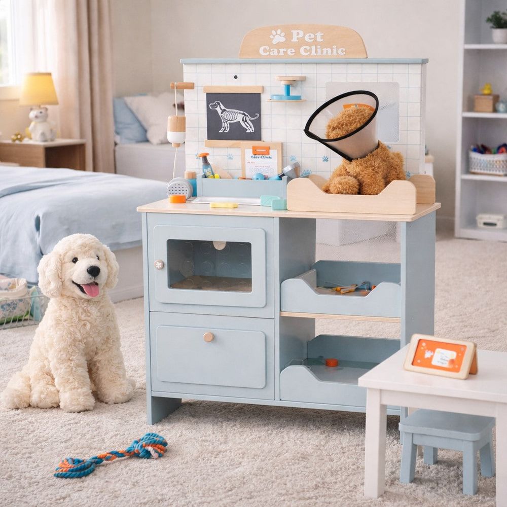 Kinder Home Drveni set za igru Pet Care Clinic - Veterinarska ordinacija slika 15