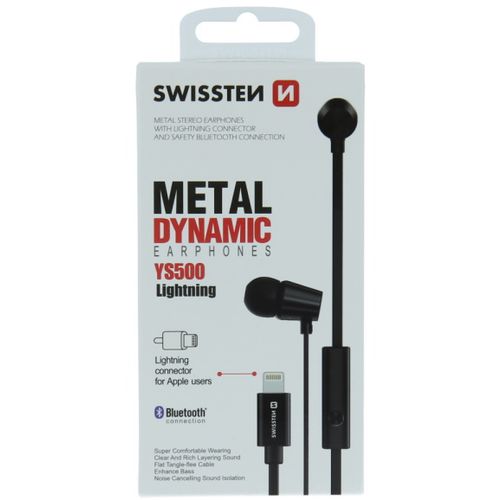 SWISSTEN slušalice BT, mikrofon, Lightning, In-ear, metalne, crne DYNAMIC YS500 slika 2