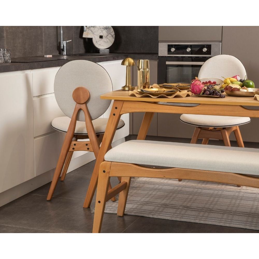Set Stola i Stolica Touch (4S-1B) v2 - Hrast i Bež (6 Komada) slika 6