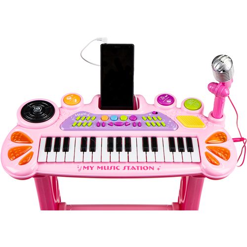 Dječje klavijature sa stolicom i mikrofonom roza slika 4