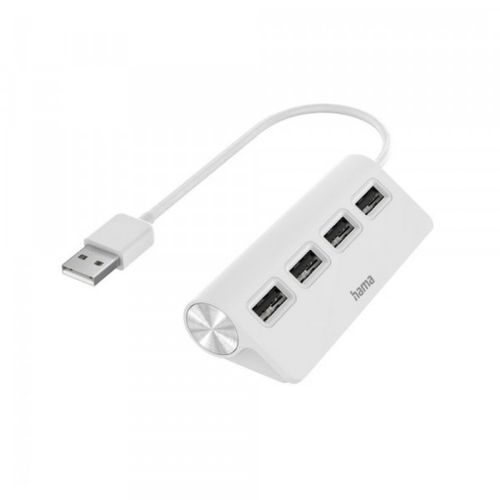 USB HUB Hama 4 porta, USB A 2.0, beli slika 1