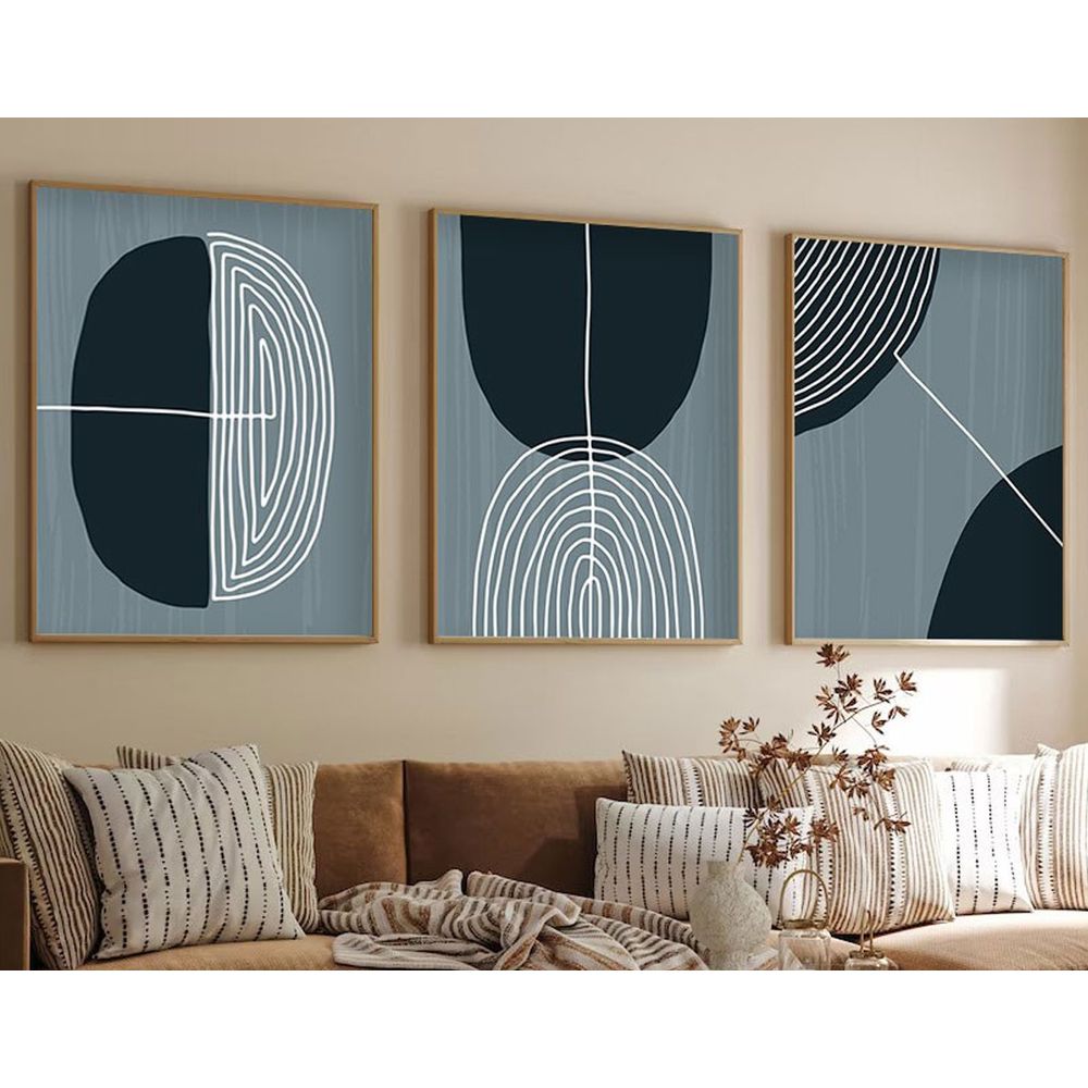 Huhu214 - Dekorativno Slikarstvo u Okviru, 50 x 70 cm, Višebojno (Set od 3 Komada) slika 1