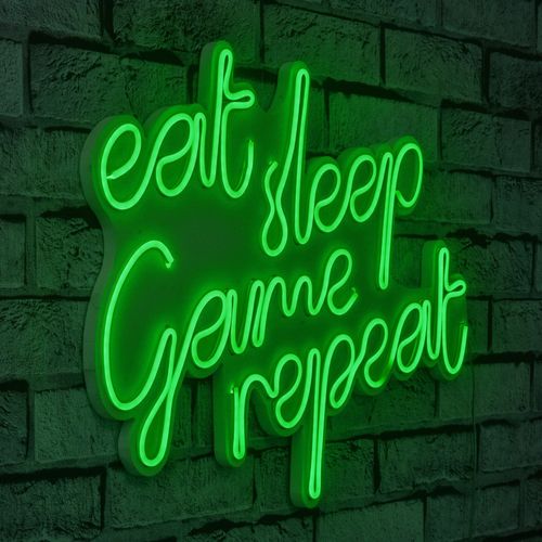 Wallity Ukrasna plastična LED rasvjeta, eat sleep game repeat - Green slika 9
