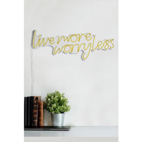 Wallity Ukrasna plastična LED rasvjeta, Live More Worry Less - Yellow slika 13