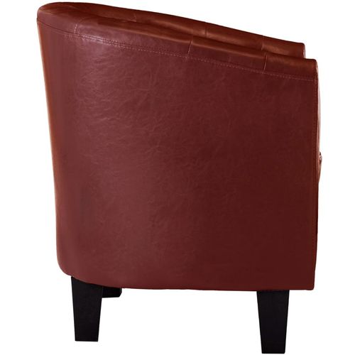Fotelja od umjetne kože s osloncem za noge crvena boja vina slika 6