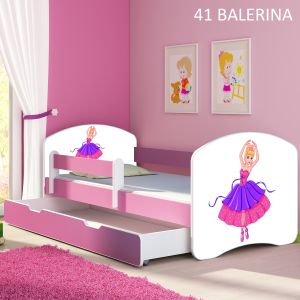 Dječji krevet ACMA s motivom, bočna roza + ladica 180x80 cm 41-balerina
