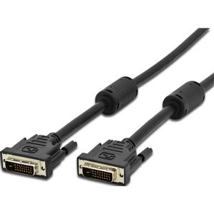 Digitus DVI priključni kabel DVI-D 24+1-polni utikač, DVI-D 24+1-polni utikač 3.00 m crna AK-320101-030-S mogućnost vijčanog spajanja, s feritnom jezgrom DVI kabel