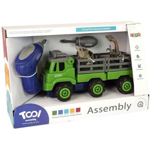 Dječji DIY kamion transporter dinosaura s odvijačima, zeleni slika 7