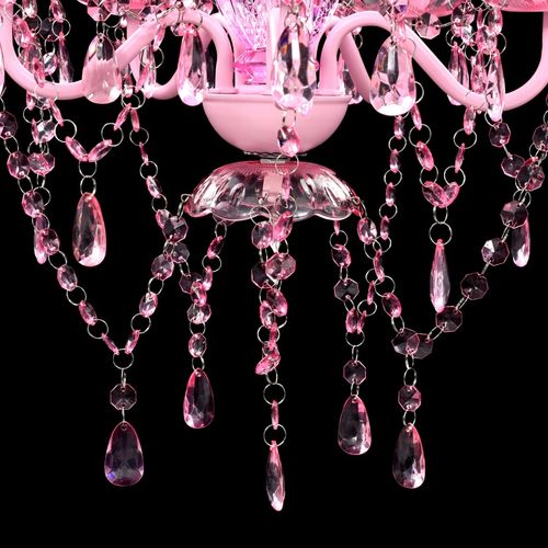 Kristalna svjetiljka s 5 žarulja ružičasta slika 16