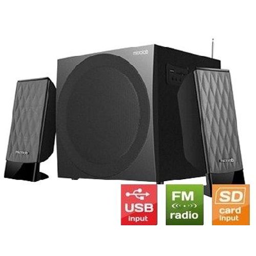 Microlab M300U Aktivni drveni zvucnici 2.1  38W RMS(14W,2x12W) SD, USB, FM radio, 3.5mm slika 3