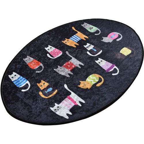 TANKI Tepih Black Cats Oval DJT  Multicolor Carpet (60 x 90) slika 2