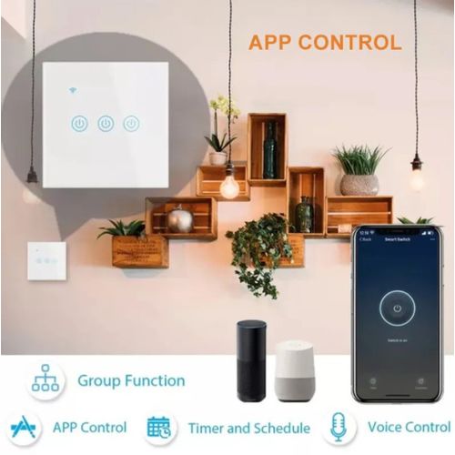 ZIGBEE-SMART-3 GANG-RSH-SP003-EU Gembird 3 Smart bezicna prekidaca,APP glasovna kontrola Glass Touch slika 2