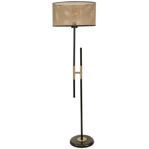 Felix Siyah Lambader Silindir Rattan Abajurlu Wicker Floor Lamp slika 2