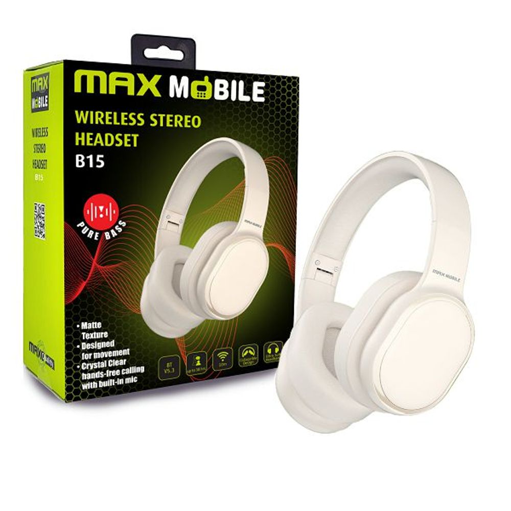 MAXMOBILE SLUŠALICE BLUETOOTH B15 HEADSET stereo Beige slika 1