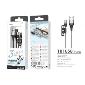 TECHANCY 3u1 USB magnetni kabel 2.4 A 1m